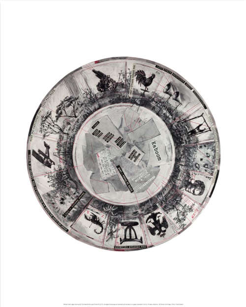william kentridge  `kaboom` tondo print