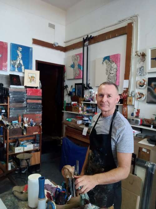 hilton edwards mixed media painting