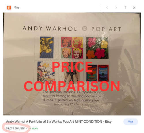 Andy Warhol Popart Collectors Portfolio 6 Prints