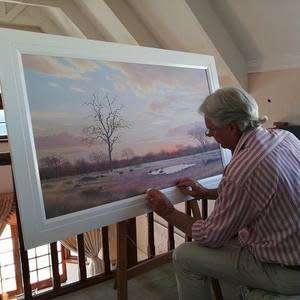 wim kosch wildlife art rhinos oil painting