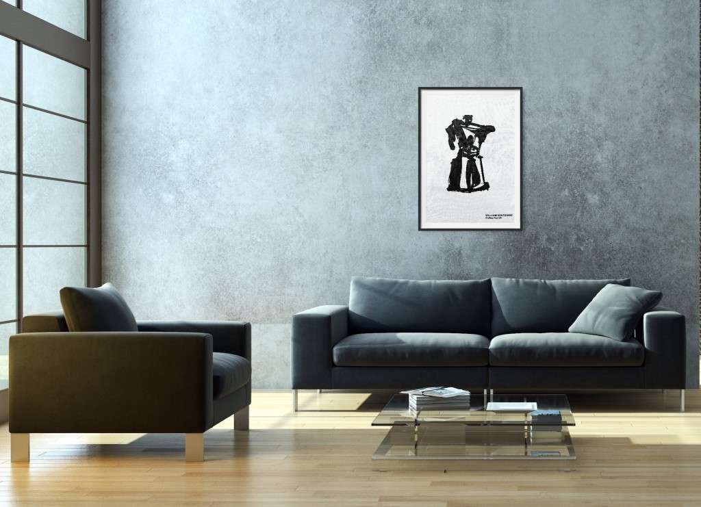 William Kentridge coffee pot screenprint on raw cotton