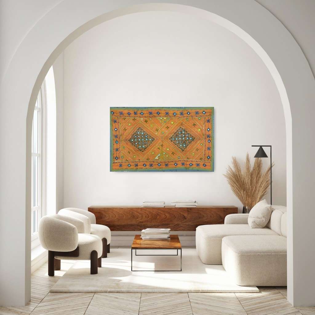 vintage indian hand embroidered wall hanging / throw