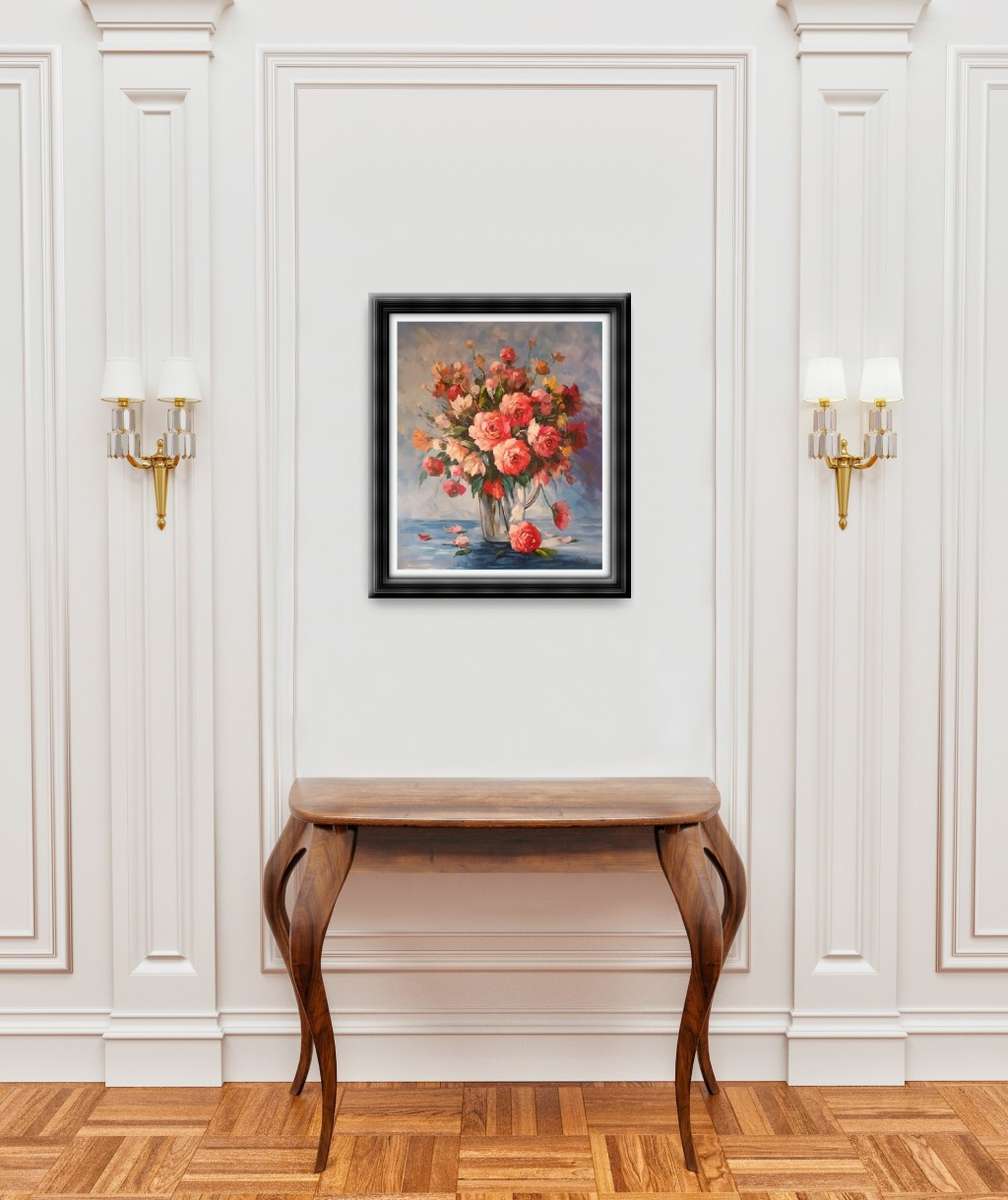 floral oil painting mixed flowers in vase