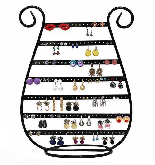 Black metal jewellery earring rack stand holder