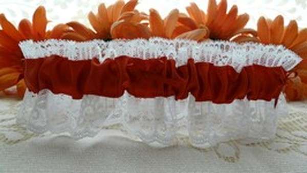 Beautiful Elegant Wedding Bridal Garter Red on White