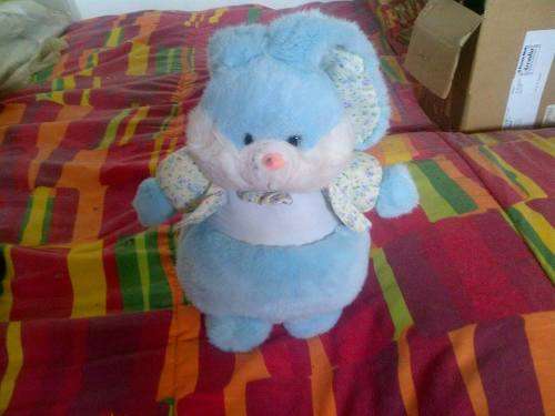 VINTAGE AMERICAN WEGO BLUE AQUA EASTER BUNNY LOP EARED RABBIT PLUSH WITH TAG