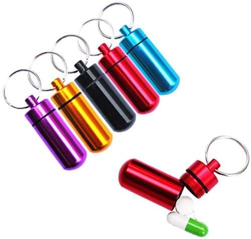 Qulaity Waterproof Mini Aluminium Alloy Pill Container / Bison Tubes Red (In Stock)