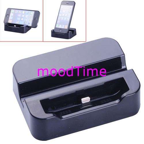 2-in-1 8-Pin Data Desktop Docking Station for iPhone 5 - Black