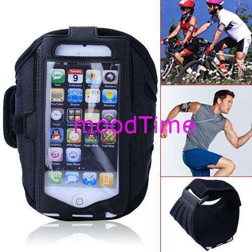 Elastic Ventilated Sports Armband Cover for iPhone 5 - Black