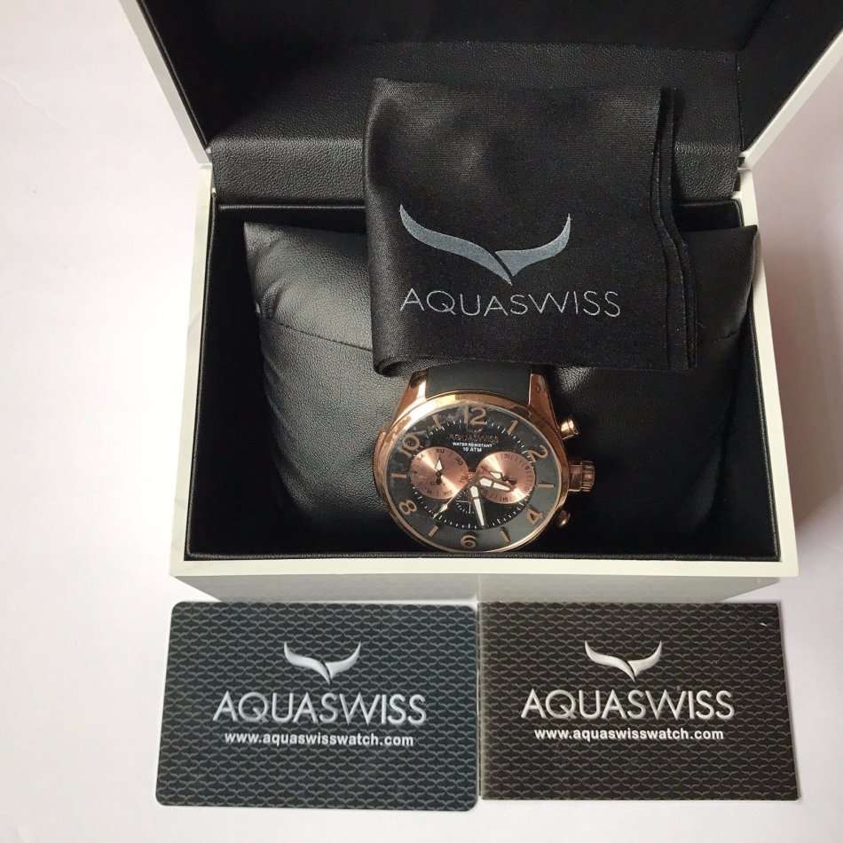 Swiss Movement I UNISEX I Aquaswiss Trax 5 Hand Black and Rosegold Stainless Steel Watch