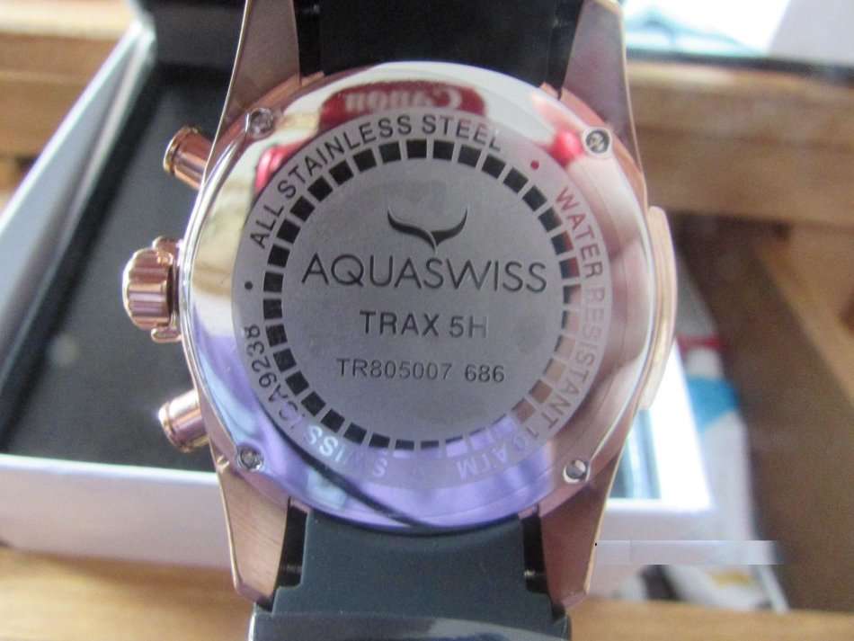 Swiss Movement I UNISEX I Aquaswiss Trax 5 Hand Black and Rosegold Stainless Steel Watch