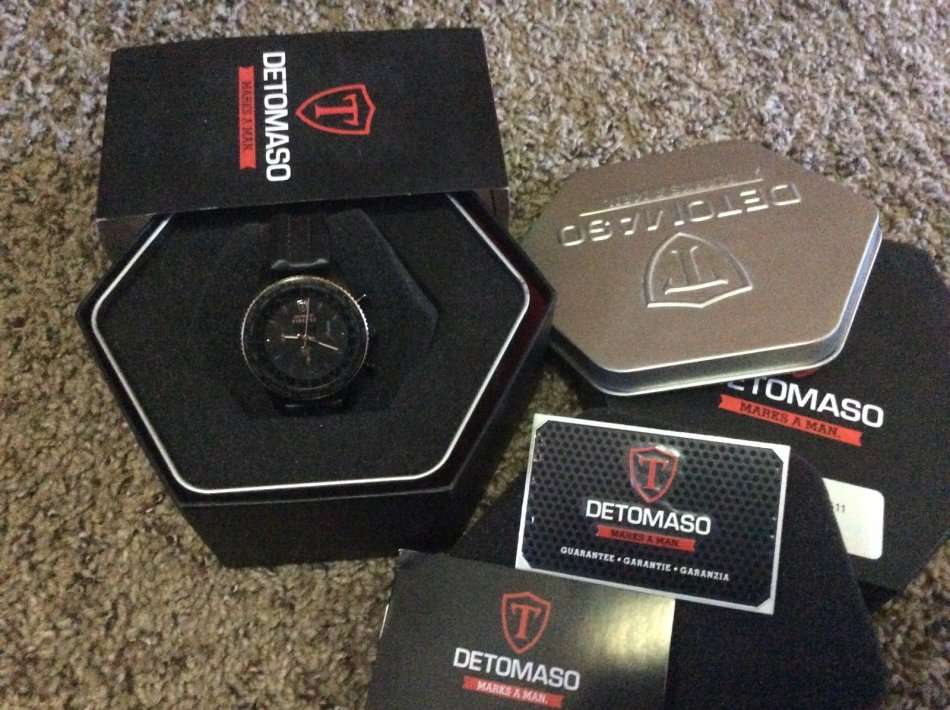 NEW MEN I DETOMASO Firenze XXL Watch Chronograph Black Rosegold Stainless Steel Watch