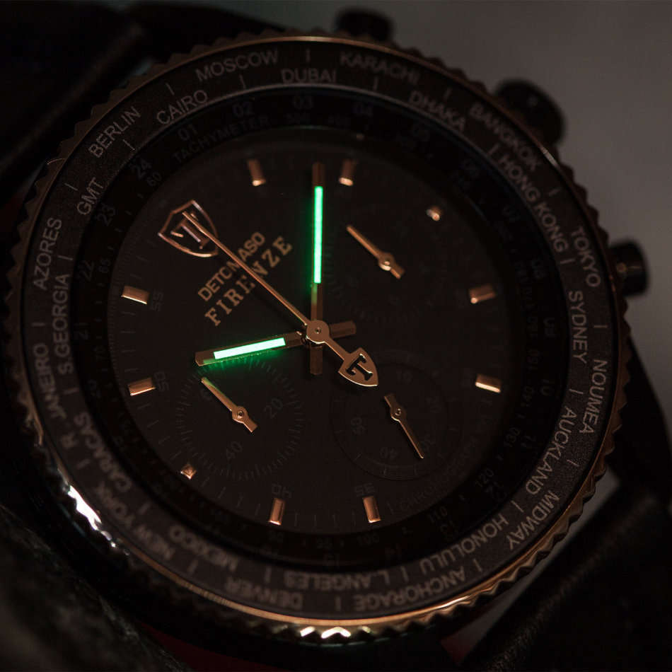 NEW MEN I DETOMASO Firenze XXL Watch Chronograph Black Rosegold Stainless Steel Watch