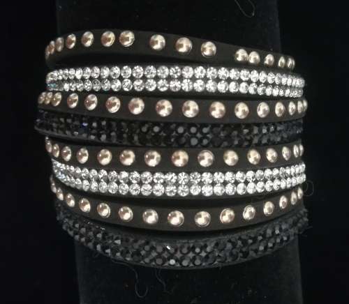 Multilayer Double Wrap Rhinestone Studded Bracelets