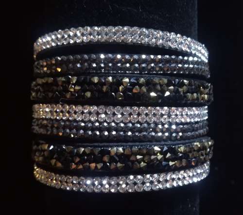 Multi-layered Black Rhinestone Bracelet