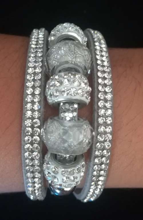 Multilayer Crystal Beaded and Rhinestone Bracelet