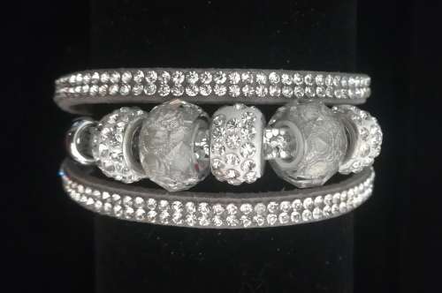 Multilayer Crystal Beaded and Rhinestone Bracelet