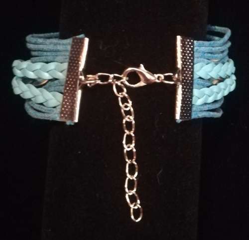 Love , Infinity , Angel wings faux leather multilayer charm bracelet