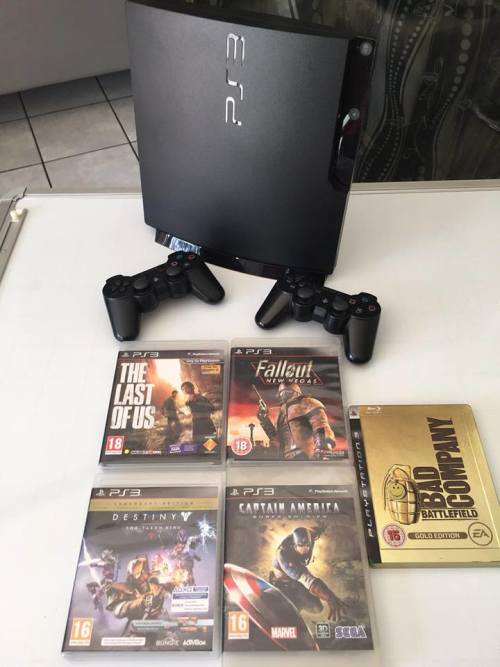 Sony PS3 160GB, 5 Games & 2 Controllers, Stand + Free Delivery