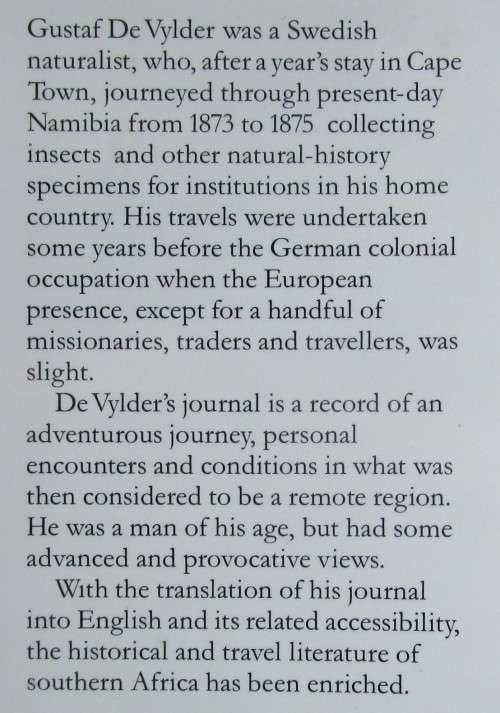 THE JOURNAL of GUSTAF DE VYLDER: Naturalist in south-western Africa, 1873-1875