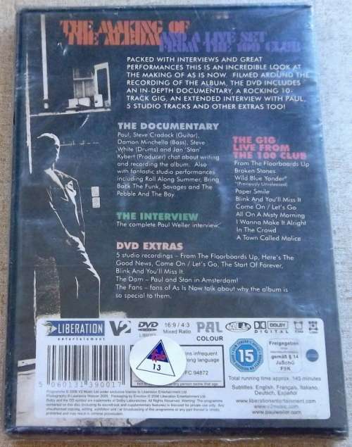 PAUL WELLER As Is Now DVD