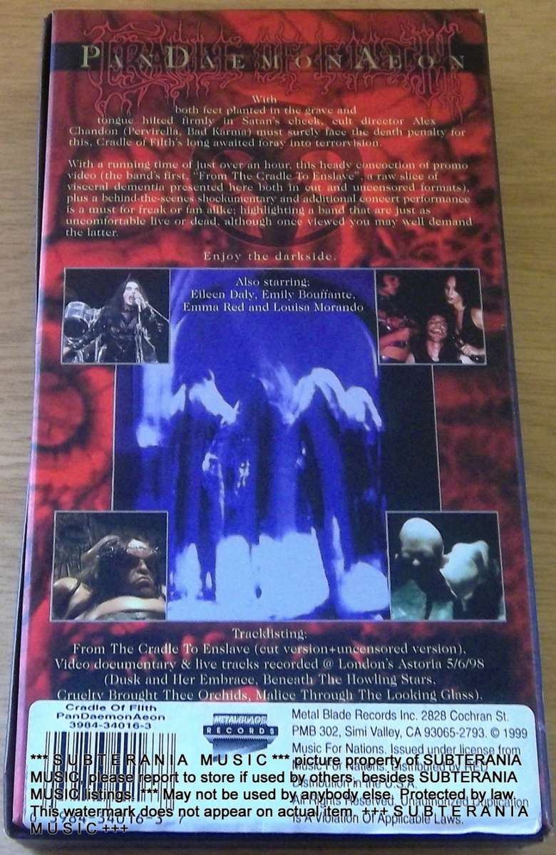 CRADLE OF FILTH Pandaemonaeon Clam Box  VHS Video Cassette