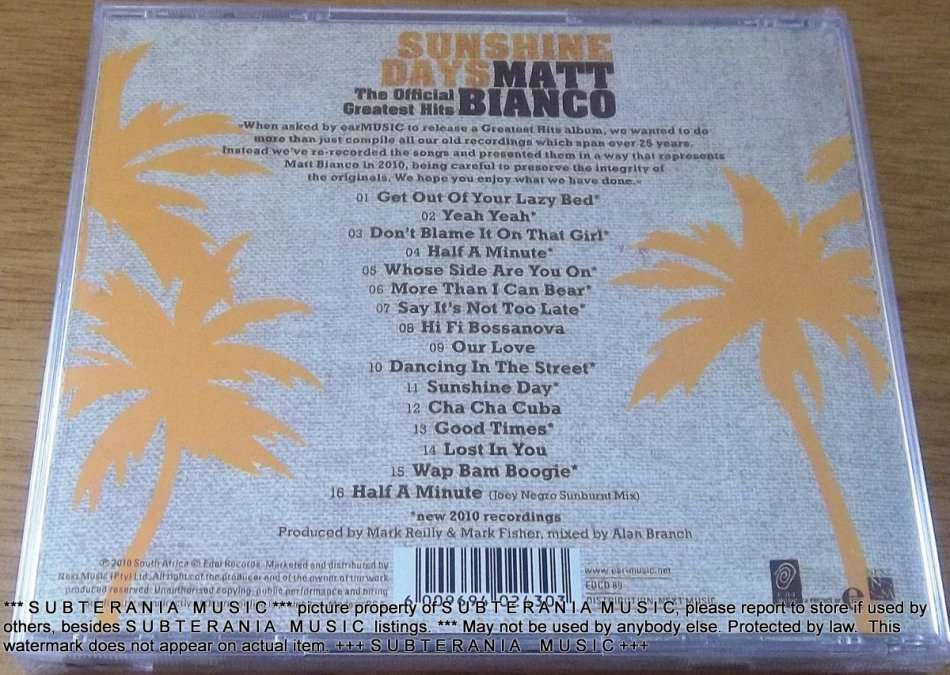 MATT BIANCO Sunshine Days - The Official Greatest Hits [Sealed]