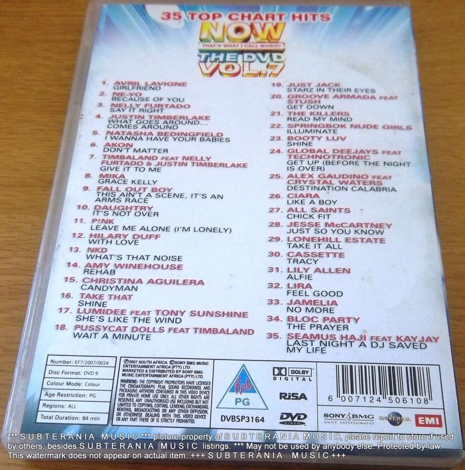 NOW THAT'S WHAT I CALL MUSIC THE DVD VOL. 7