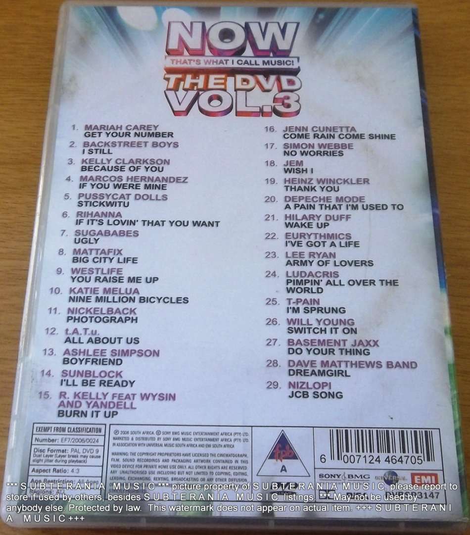 NOW THAT'S WHAT I CALL MUSIC THE DVD VOL. 3