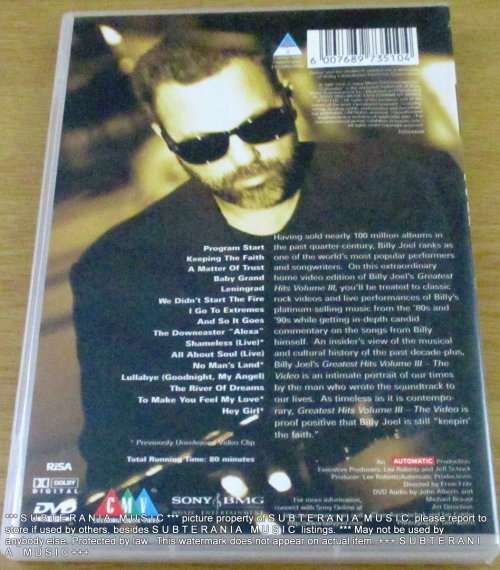 BILLY JOEL Greatest Hits Volume 3 The Videos DVD