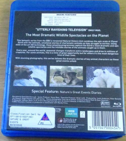 NATURE'S GREAT EVENTS  BLU RAY
