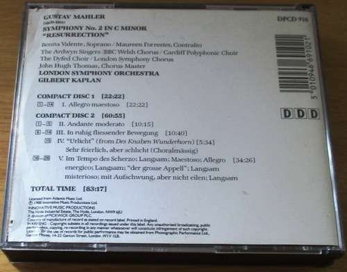 MAHLER Symphony No 2 `Resurrection`  2xCD FATBOX  [Classical Box 3]