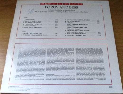 ELLA FITZGERALD + LOUIS ARMSTRONG Porgy and Bess  VINYL RECORD