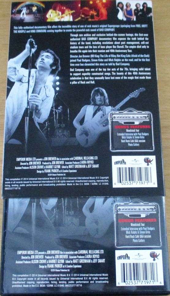 BAD COMPANY Official Authorized 40th Anniversary Documentary DVD in slipcase