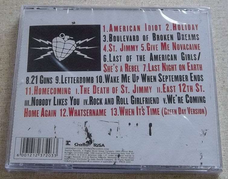 GREEN DAY American Idiot Broadway Selections SOUTH AFRICA Cat#WBCD2243
