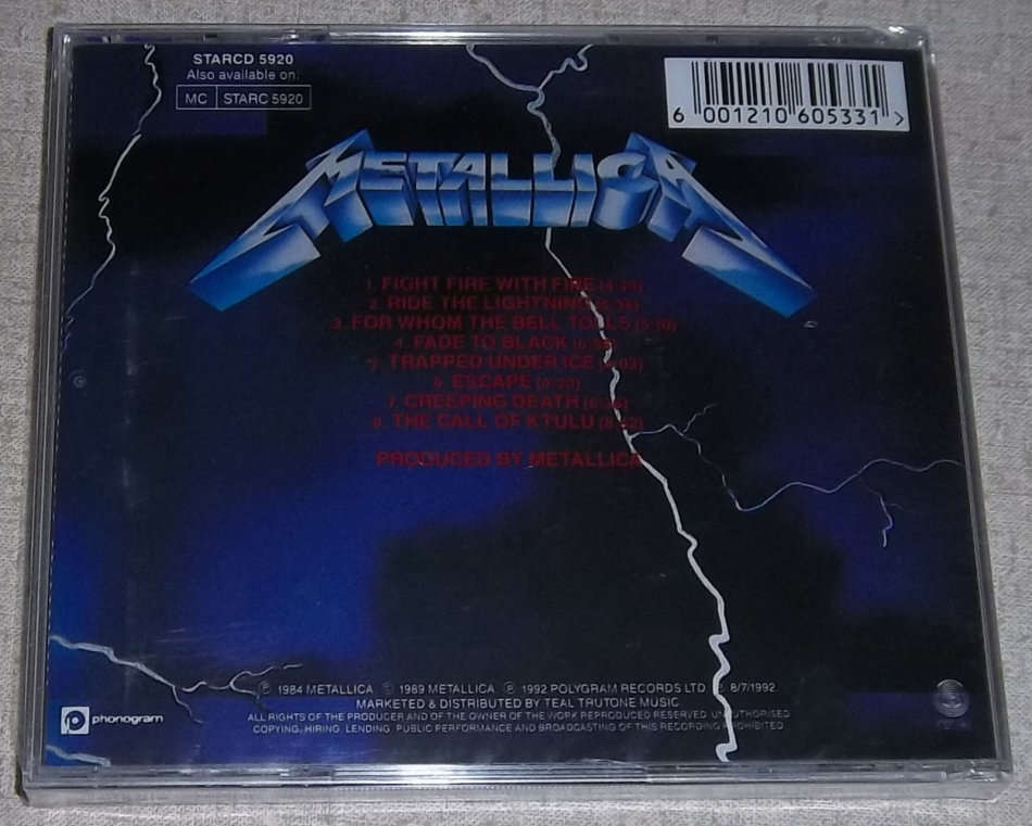METALLICA Ride the Lightning Cat# STARCD 5920