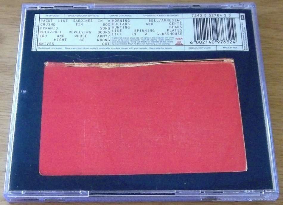 RADIOHEAD Amnesiac SOUTH AFRICA Cat# CDEMCJ(WF) 5936 [EX]