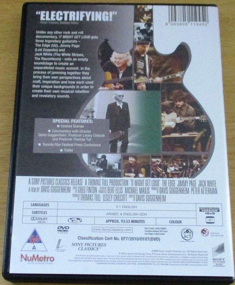 IT MIGHT GET LOUD The Edge Jimmy Page Jack White DVD
