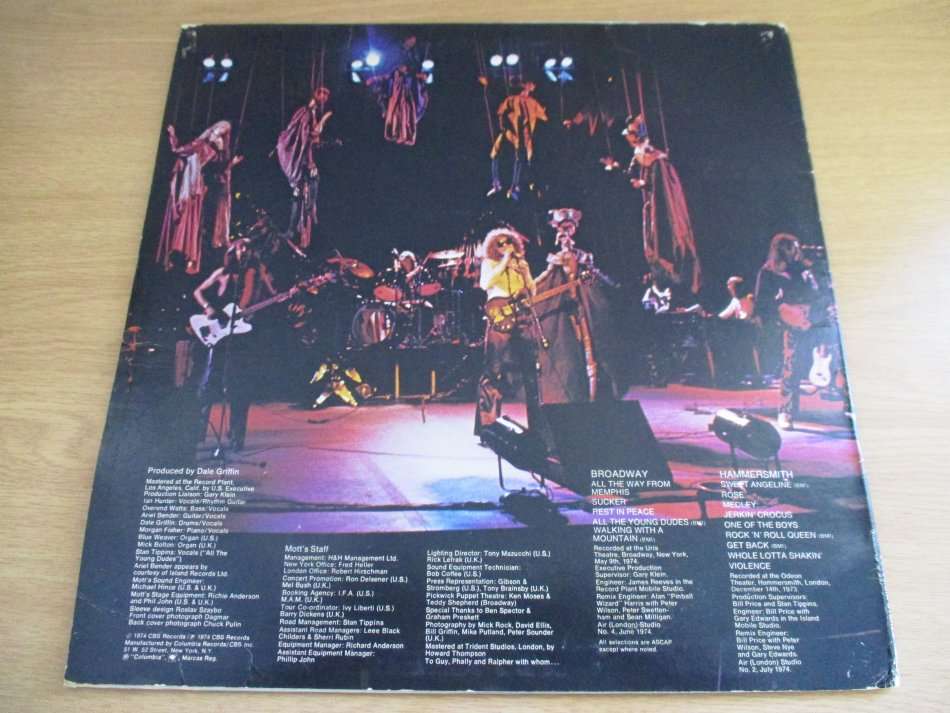 MOTT THE HOOPLE Live IMPORT VINYL LP RECORD
