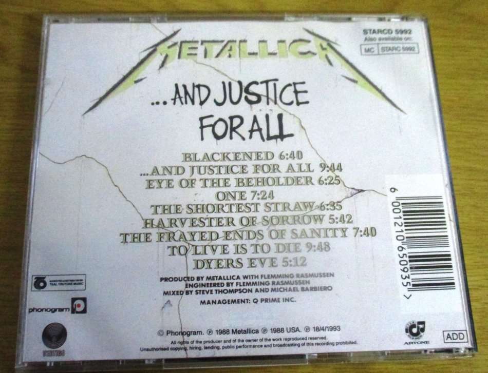 METALLICA ...and Justice For All CD