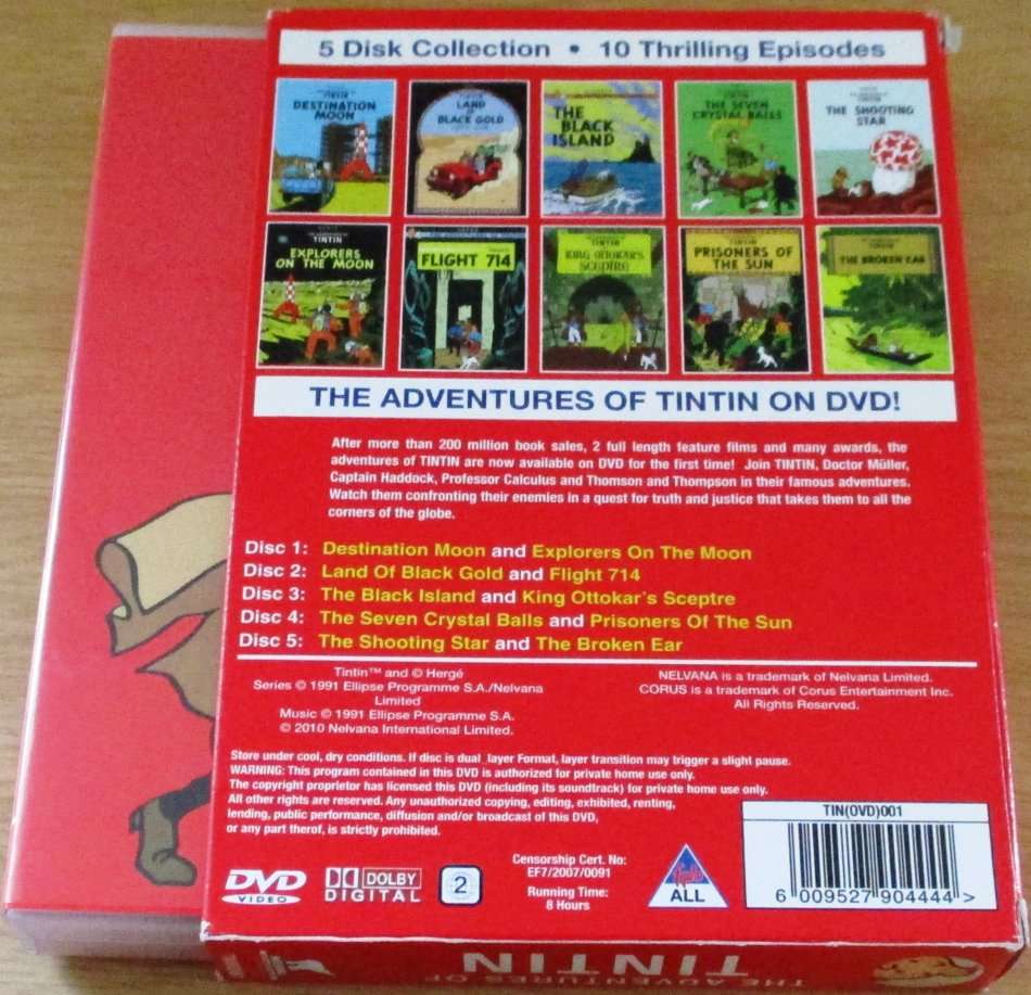 THE ADVENTURES OF TINTIN RED BOX 5xDVD BOX SET [DVD BOX 1]