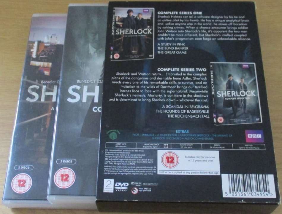 SHERLOCK HOLMES Complete Season 1 + 2 BBC BOX SET [SHELF D1]