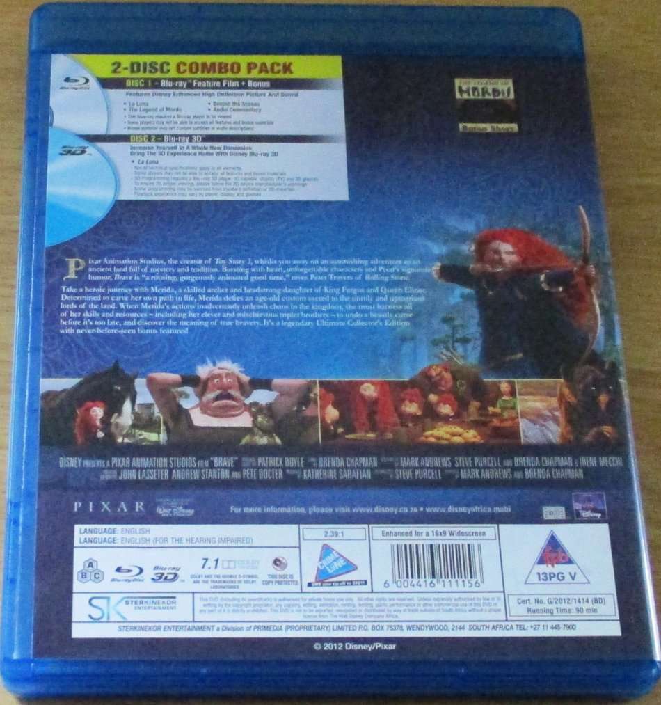 BRAVE Ultimate Collector's Edition BLU RAY + BLU RAY 3D [SHELF D1]