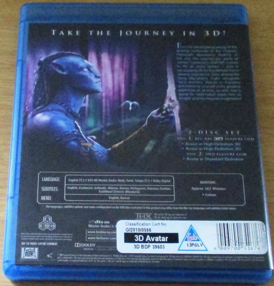 AVATAR BLU RAY + BLU RAY 3D + DVD [SHELF D1]