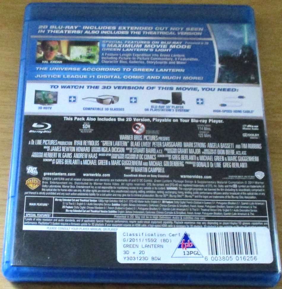 GREEN LANTERN BLU RAY 3D [SHELF D1]