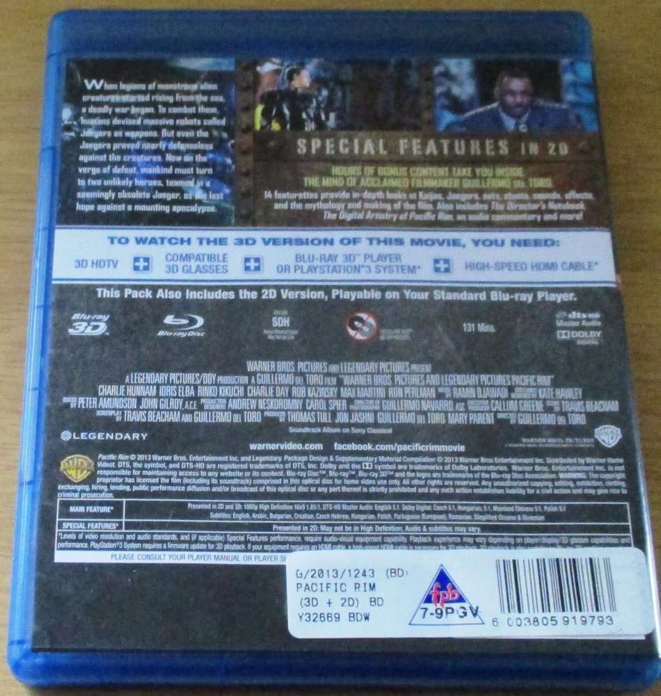PACIFIC RIM 3D Blu Ray + Blu Ray 3D  [Blue Ray Shelf]
