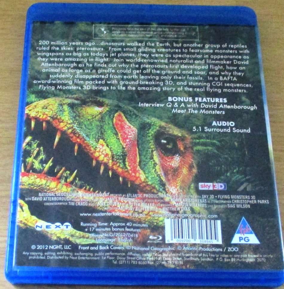FLYING MONSTERS National Geographic Blu Ray 3D  [Blu Ray Shelf]