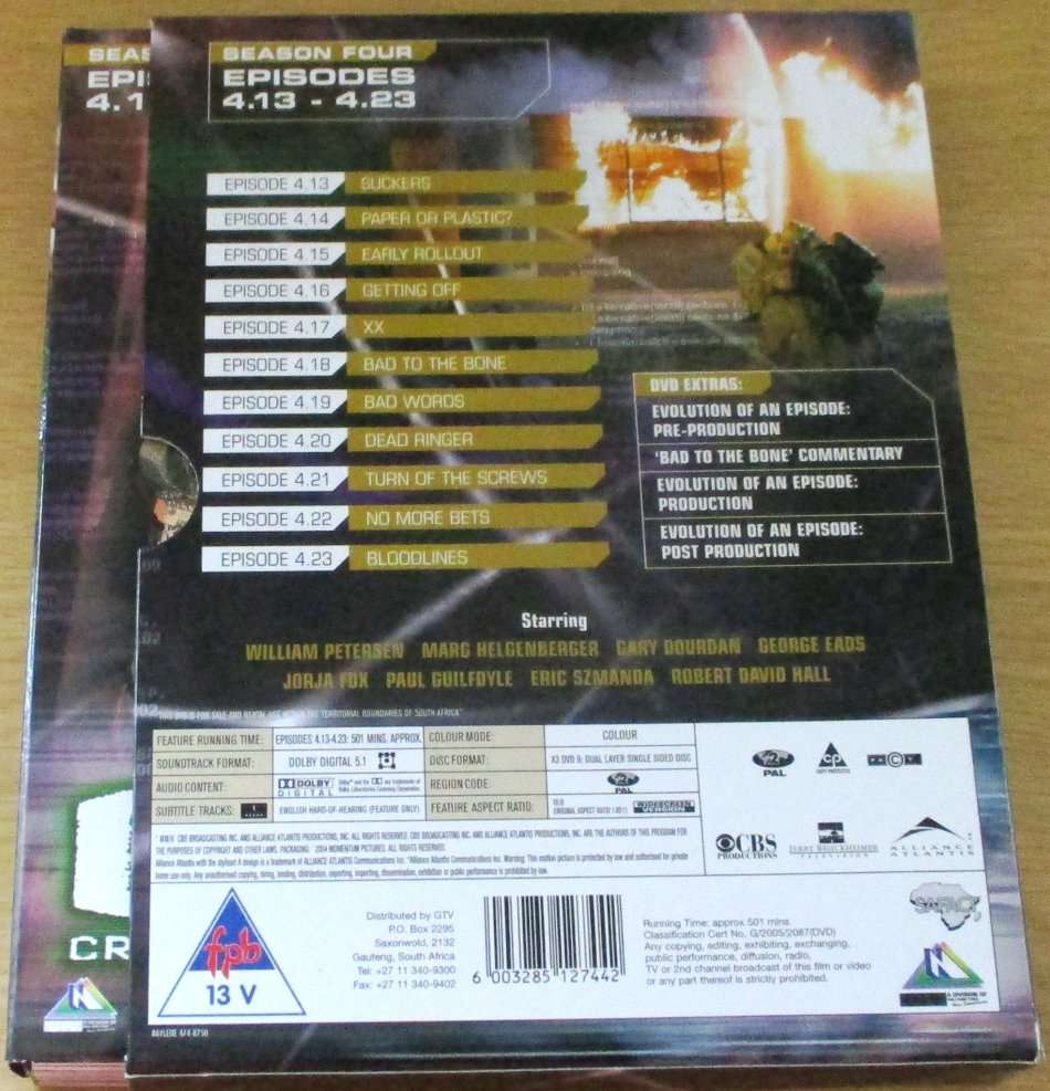 CSI: Crime Scene Investigation Season 4 Episodes 4.13 - 4.23 [SHELF D1]