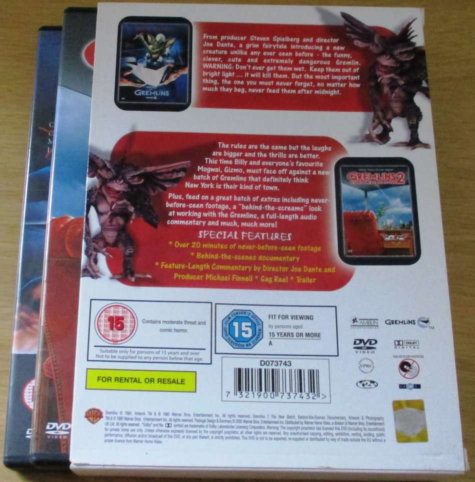GREMLINS Collection 1+2 DVD BOX SET [SHELF D1]