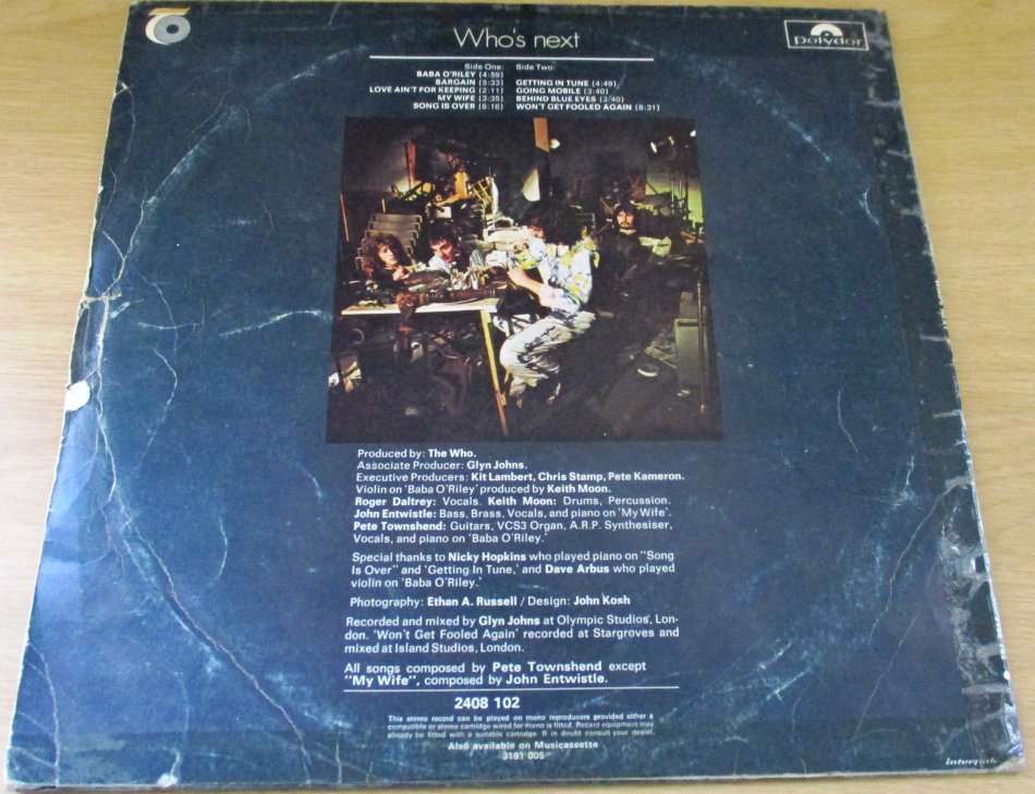 THE WHO Who's Next VINYL LP RECORD